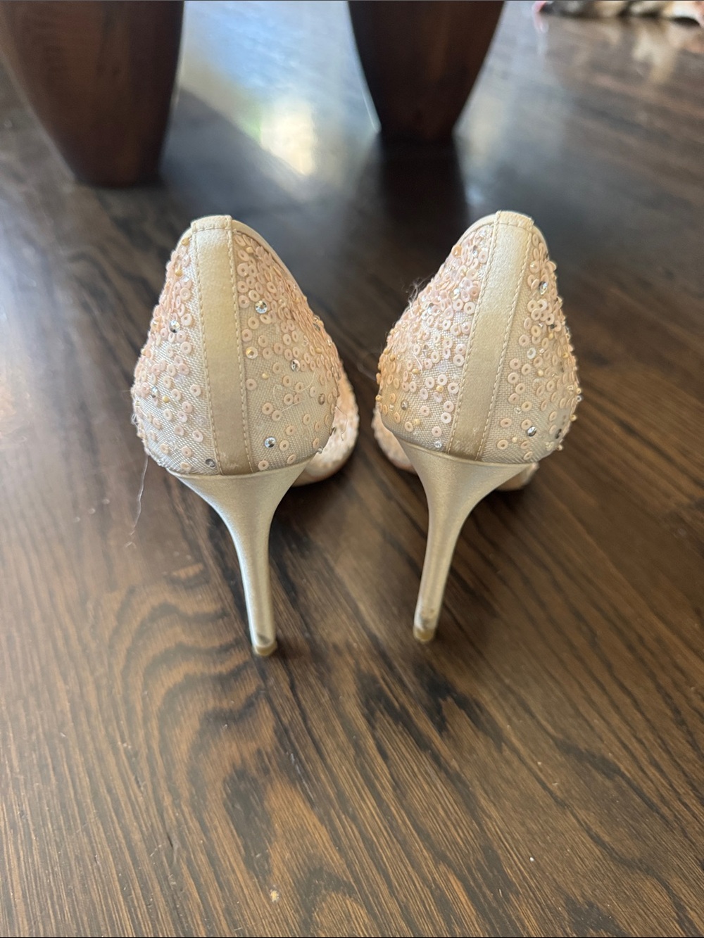 Bella Belle ELSA IVORY Illusion Mesh Ivory Sequin Heels - Picture 4 of 6